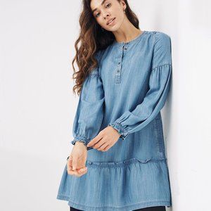 NWT FatFace Florence Tencel Dress in Chambray Size 2